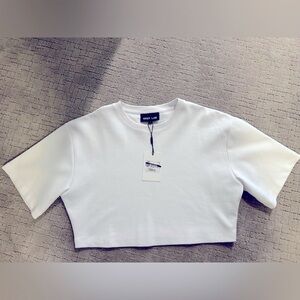 NWT Grey Lab size medium boxy cropped white shirt.